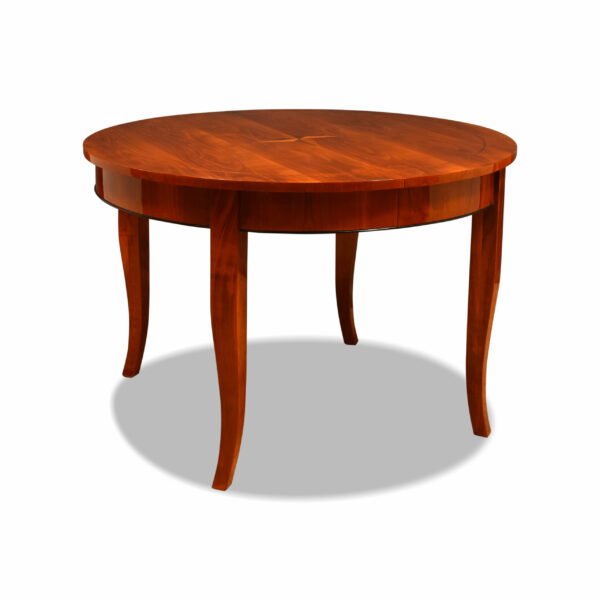 ANTIK SHOP Biedermeier Stil Tisch Biedermeier Stil, um 1900 Kirschbaum bzw. Nußbaum, hochglänzend lackiert B: 119 cm T: 119 cm H: 80 cm