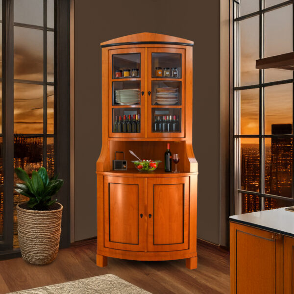 Eck-Vitrine Biedermeier Stil Kirschbaum mattiert