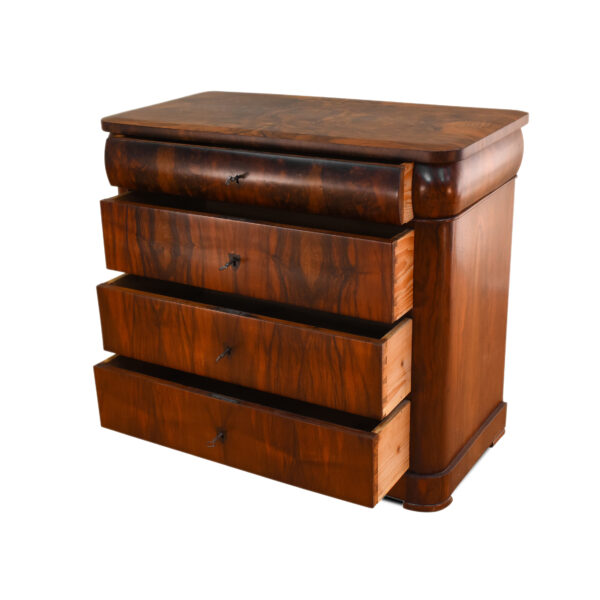 ANTIK SHOP Kommode, Biedermeier um 1850, mattiert, Nussbaum