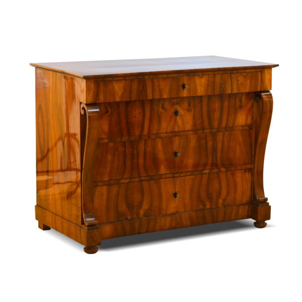 ANTIK SHOP Kommode, Biedermeier, Schellack handpoliert, Nussbaum