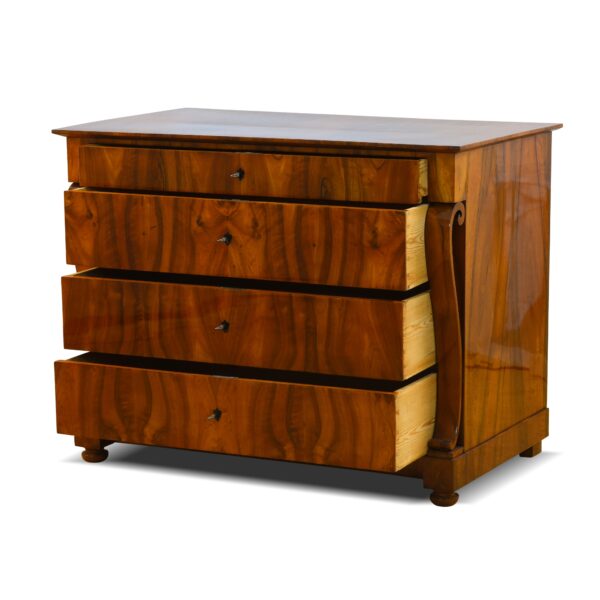 ANTIK SHOP Kommode, Schellack handpoliert, Biedermeier, Nussbaum