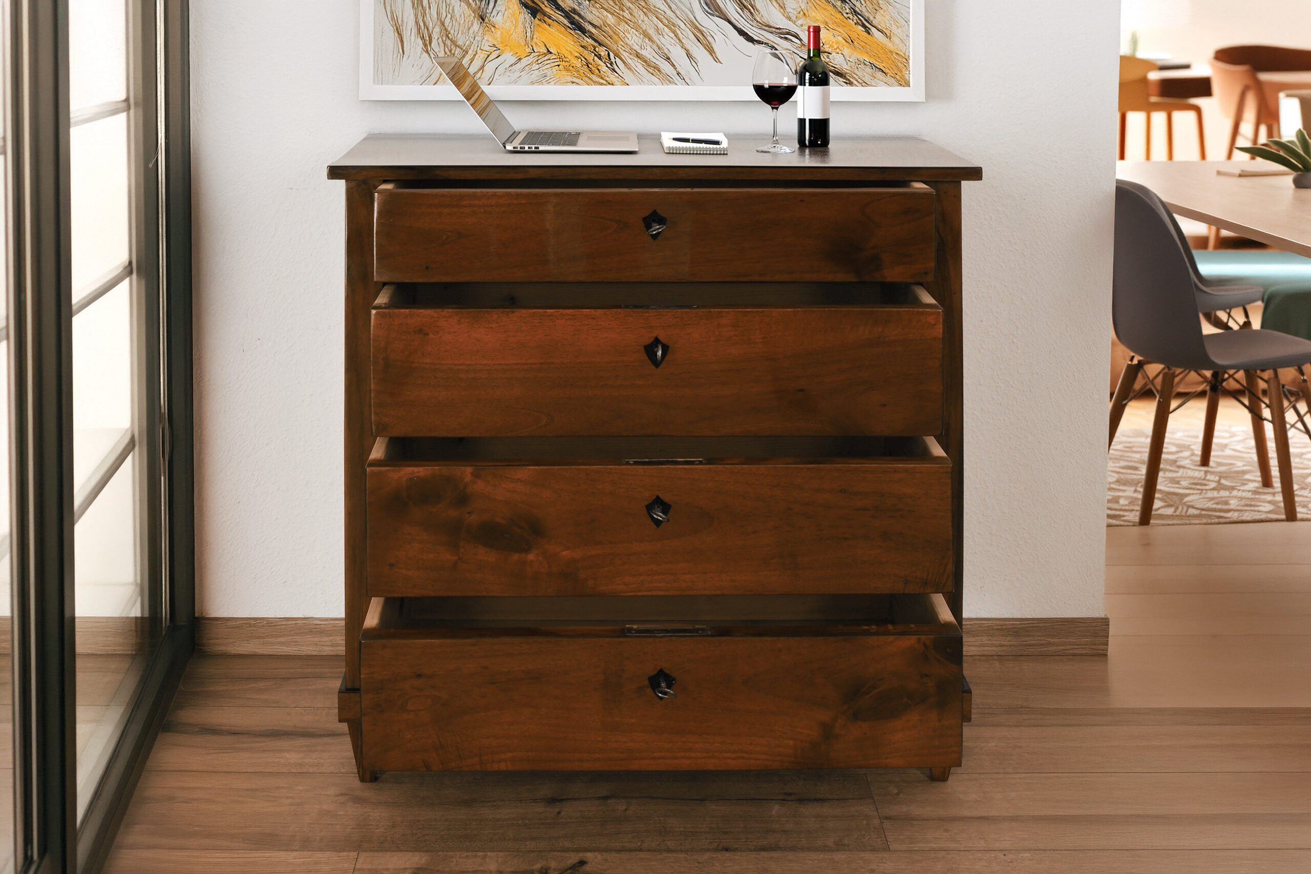 Kommode Biedermeier Nussbaum Schellack handpoliert | 3560_3