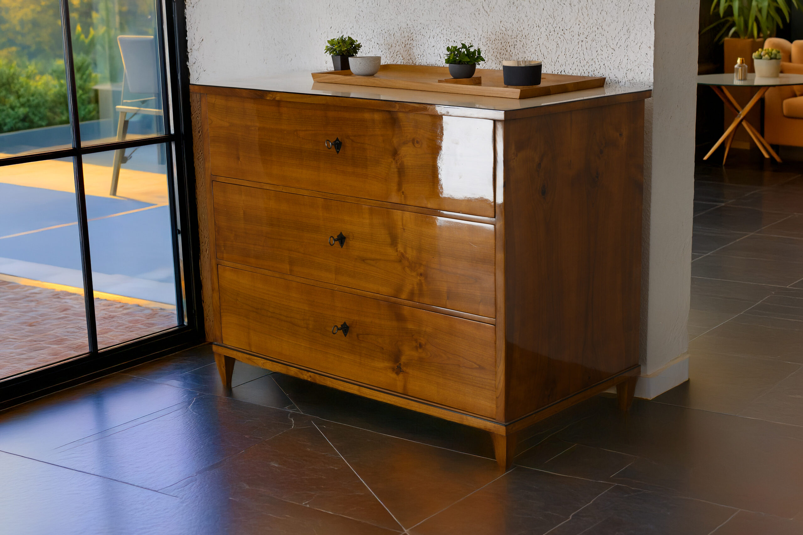 Kommode Biedermeier Kirschbaum Schellack handpoliert | 3786_2